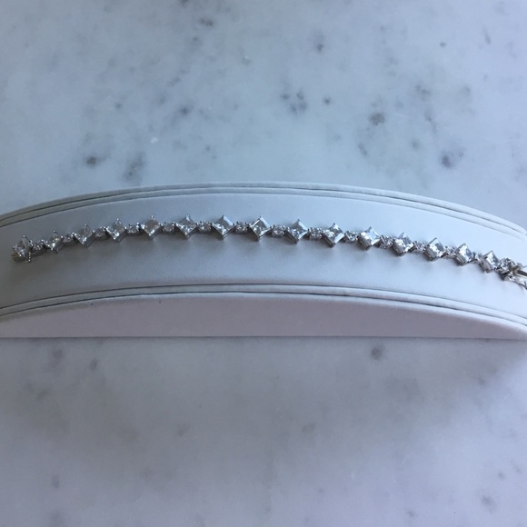 Sterling Princess-Cut & Round CZ Tennis Bracelet - Picture 13 of 13